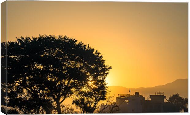 Landscape view of Sunrise over the Taudah lake Canvas Print by Ambir Tolang