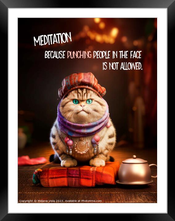 FUNNY CAT Meditation Framed Mounted Print by Melanie Viola