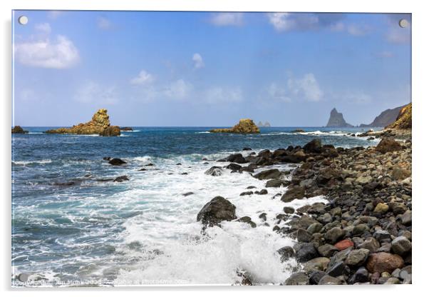 Los Galiones rocks at Taganana in Tenerife  Acrylic by Jim Monk