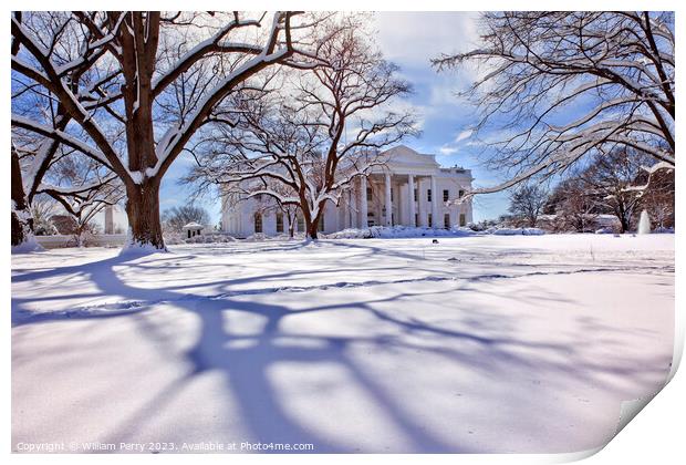 White House Trees After Snow Pennsylvania Ave Washington DC Print by William Perry