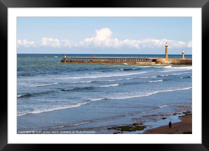 Whitby West Pier Framed Mounted Print by Colin Green