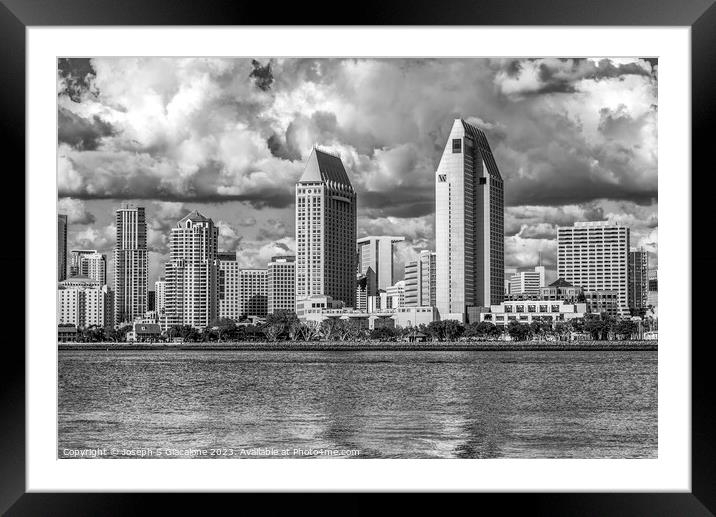 San Diego Skyline Perfect Mononchrome Framed Mounted Print by Joseph S Giacalone