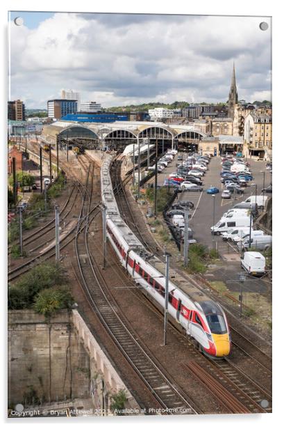 LNER Azuma train Newcastle Acrylic by Bryan Attewell