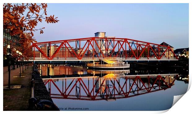 Detroit Swing Bridge Reflections Print by Michele Davis