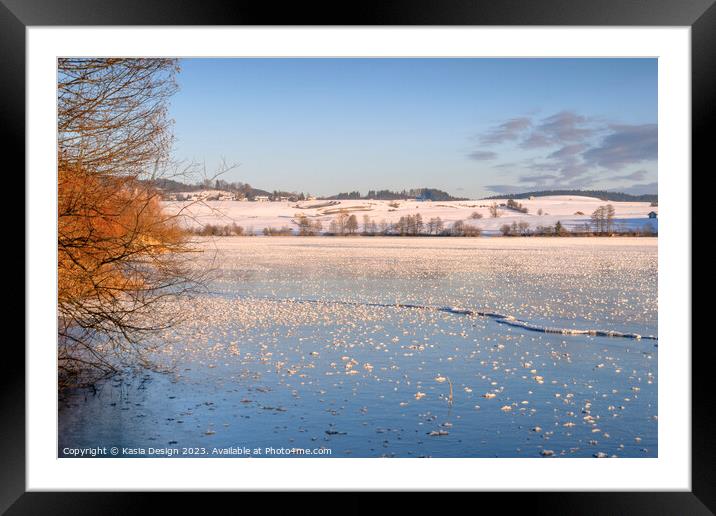 Winter Dusk over Lake Rieg Framed Mounted Print by Kasia Design