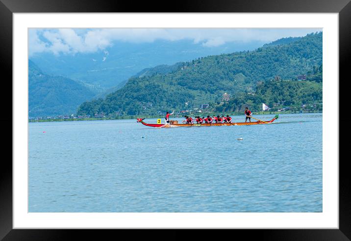 boating on Phewa Lake  Framed Mounted Print by Ambir Tolang