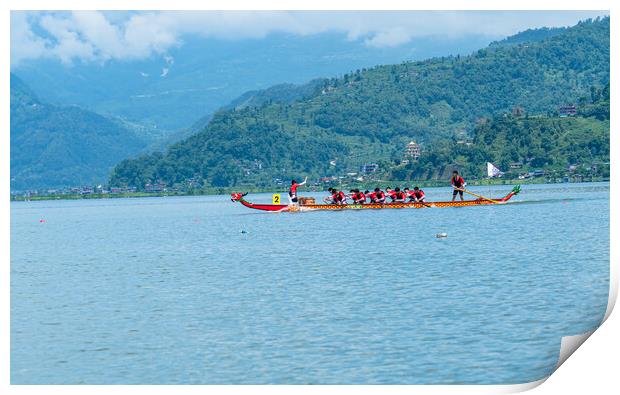 boating on Phewa Lake  Print by Ambir Tolang