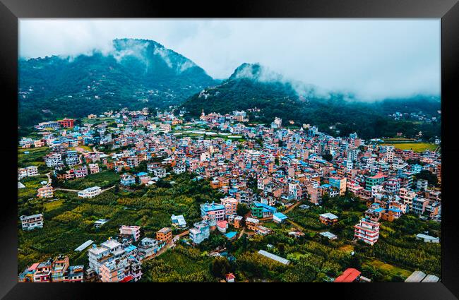 aerial view of mountain and valley  in kathmandu Framed Print by Ambir Tolang