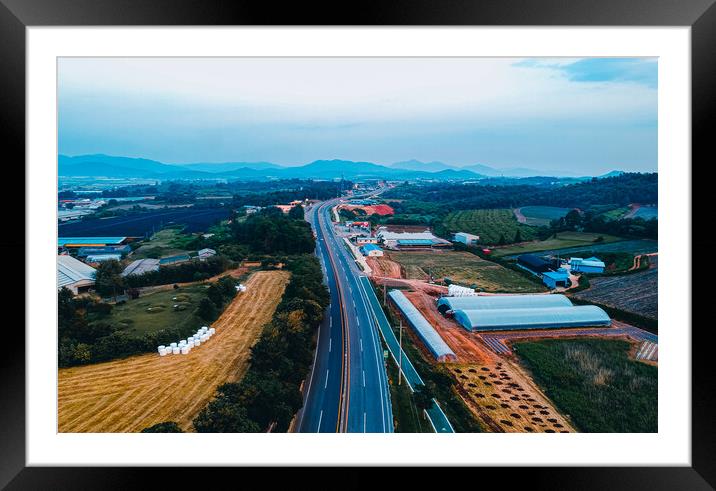 aerial view of highway and valley  in naju, Framed Mounted Print by Ambir Tolang