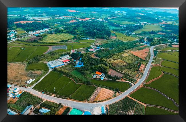 aerial view of yangsan village Framed Print by Ambir Tolang