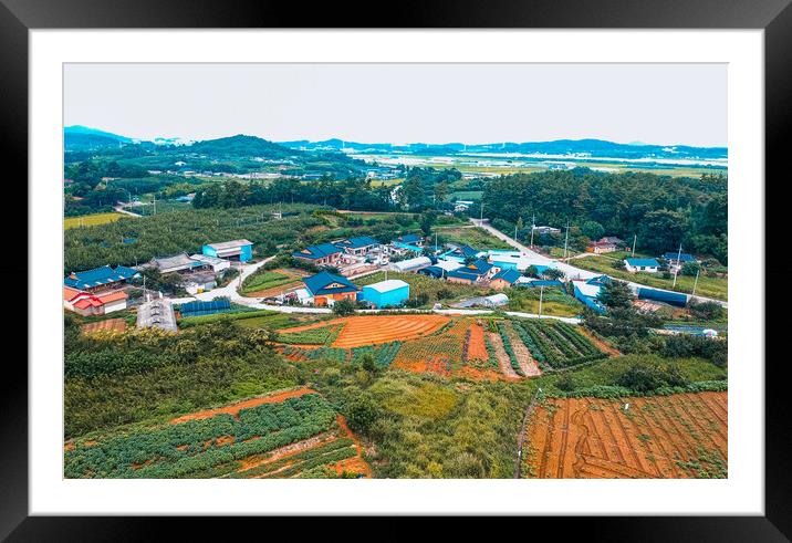 aerial view of yangsan village Framed Mounted Print by Ambir Tolang
