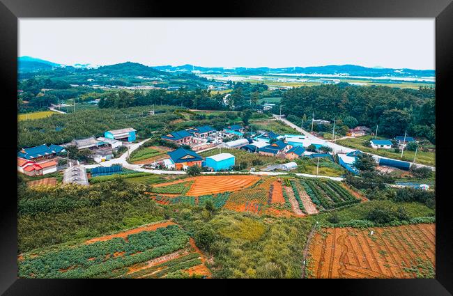 aerial view of yangsan village Framed Print by Ambir Tolang