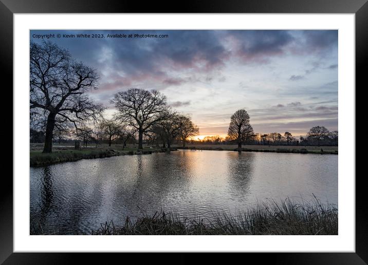 Last morning sunrise in December Framed Mounted Print by Kevin White