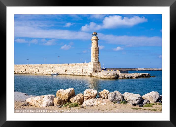 Rethymno Harbour and Lighthouse, Crete Framed Mounted Print by Jim Monk