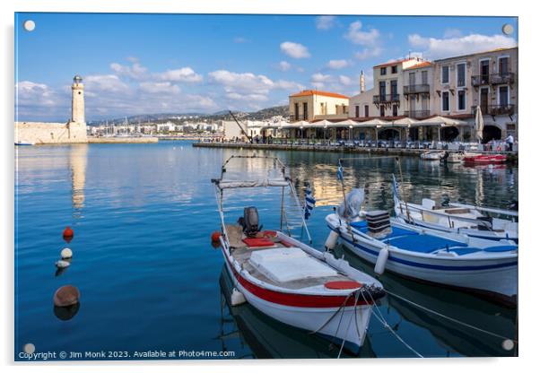 Rethymno Harbour in Crete, Greek Islands Acrylic by Jim Monk