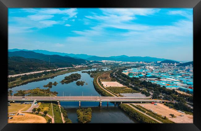Aerial view of Daegu citiscape Framed Print by Ambir Tolang