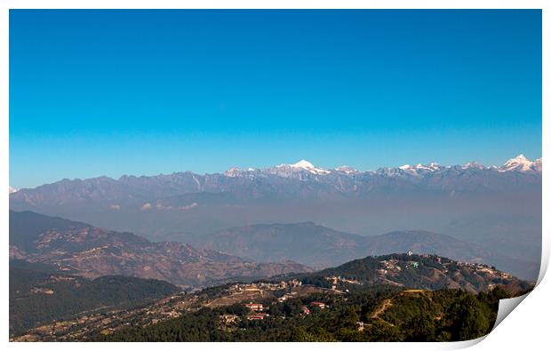 Landscape view of snow covered mountain range Print by Ambir Tolang