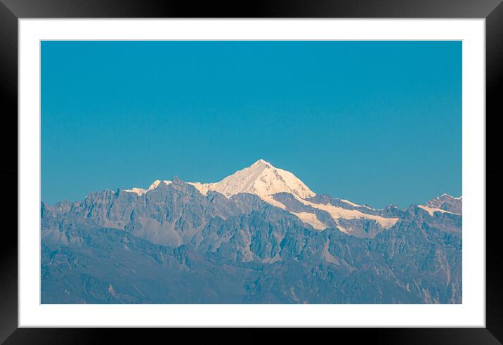 Landscape view of snow covered mountain range Framed Mounted Print by Ambir Tolang
