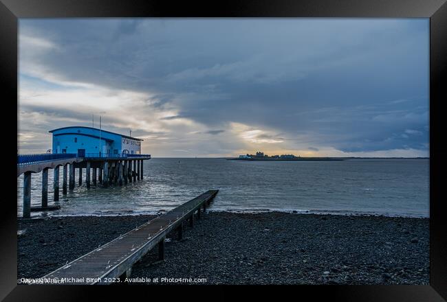 Storm Clouds Roa Island Lifeboat Station Framed Print by Michael Birch