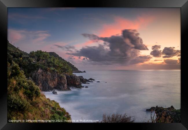 idyllic cove and cliff landscape on the Maratea Coast in Basilic Framed Print by DiFigiano Photography