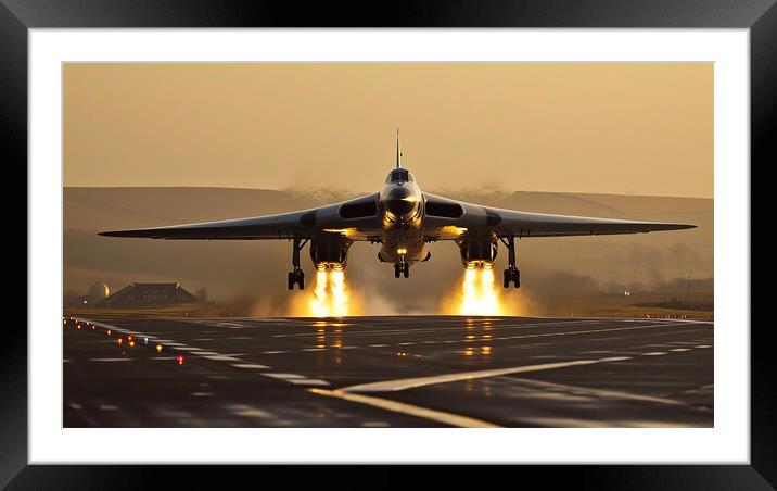 Avro Vulcan Sunset Takeoff Framed Mounted Print by T2 