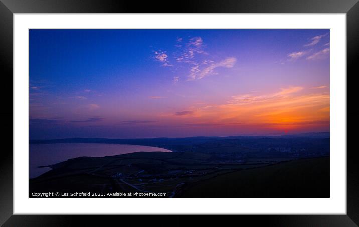 Weymouth Bay Sunset Framed Mounted Print by Les Schofield
