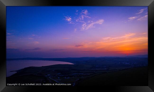 Weymouth Bay Sunset Framed Print by Les Schofield