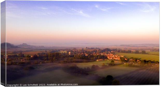 Sunrise at Ham Hill Somerset Canvas Print by Les Schofield