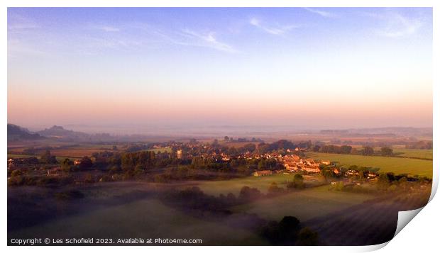 Sunrise at Ham Hill Somerset Print by Les Schofield