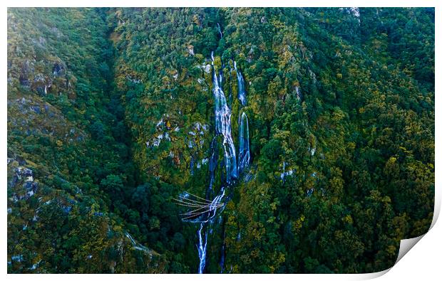 aerial view of Waterfall  in the middle of forest Print by Ambir Tolang