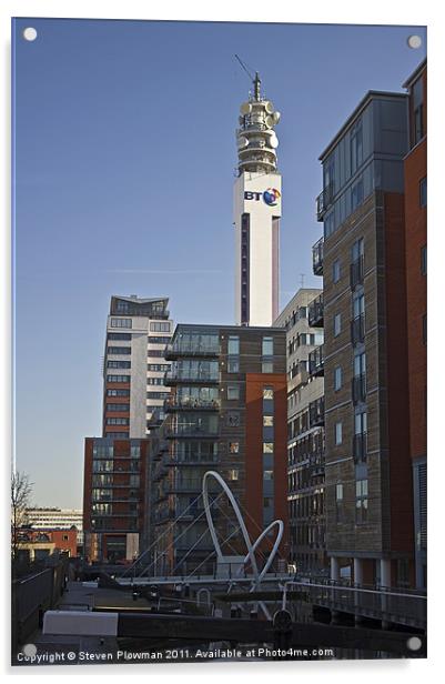 Birmingham's BT tower Acrylic by Steven Plowman
