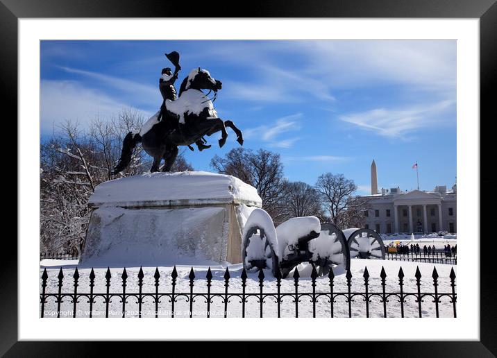 Jackson Statue Canons Lafayette Park White House After Snow Penn Framed Mounted Print by William Perry