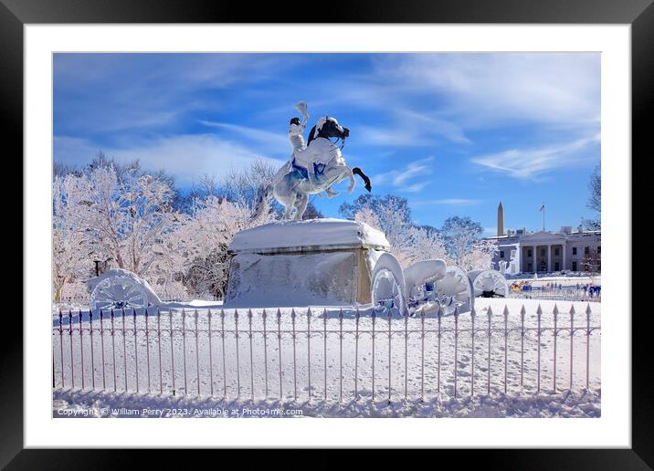 Jackson Statue Canons Lafayette Park Abstract White House After  Framed Mounted Print by William Perry