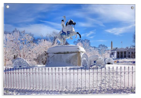 Jackson Statue Canons Lafayette Park Abstract White House After  Acrylic by William Perry