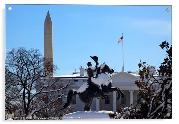 Jackson Statue Lafayette Park White House After Snow Pennsylvani Acrylic by William Perry