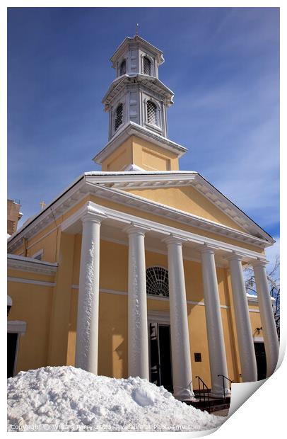 St. John Church, President's Church, Lafayette Park After Snow W Print by William Perry