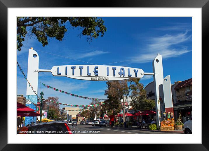 Little Italy in San Diego Framed Mounted Print by Mikhail Pogosov