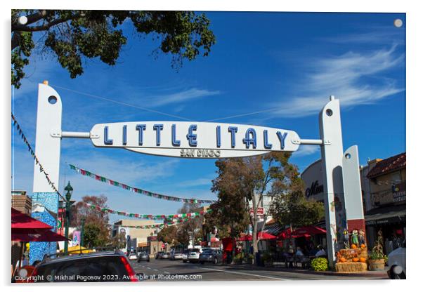 Little Italy in San Diego Acrylic by Mikhail Pogosov