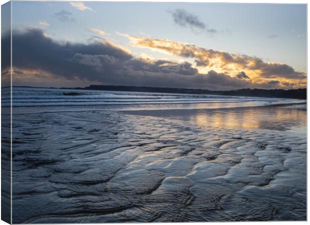Sunset at Amroth Beach, Pembrokeshire, Wales. Canvas Print by Colin Allen