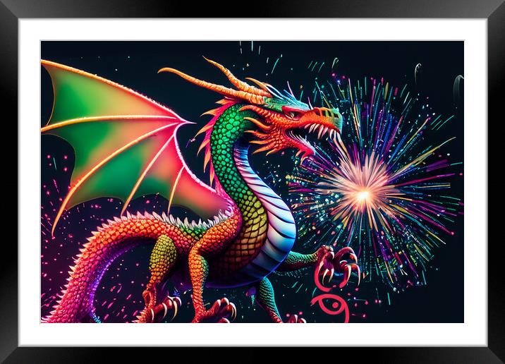 The Fiery Dragon Framed Mounted Print by Steve Purnell