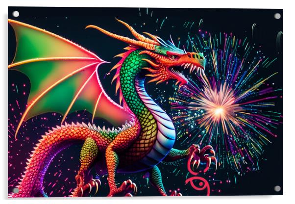 The Fiery Dragon Acrylic by Steve Purnell