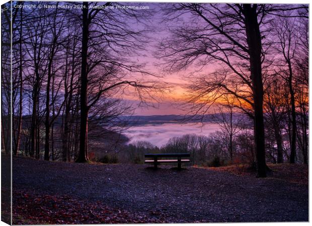 Sunrise and Mist over Kinnoull Hill, Perth Canvas Print by Navin Mistry