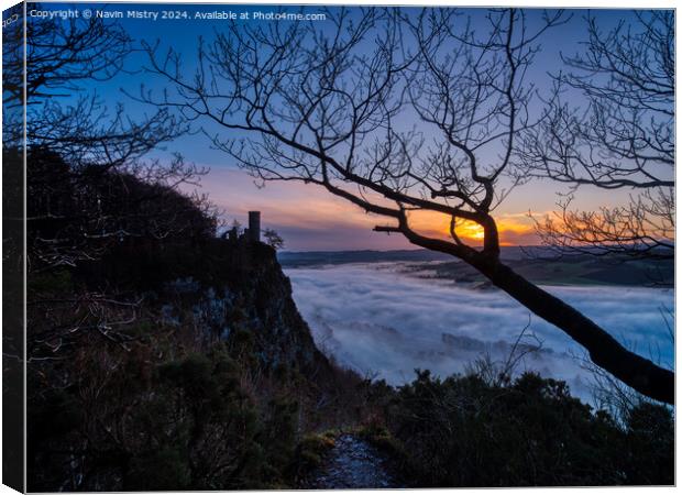Sunrise and Mist over Kinnoull Hill, Perth Canvas Print by Navin Mistry