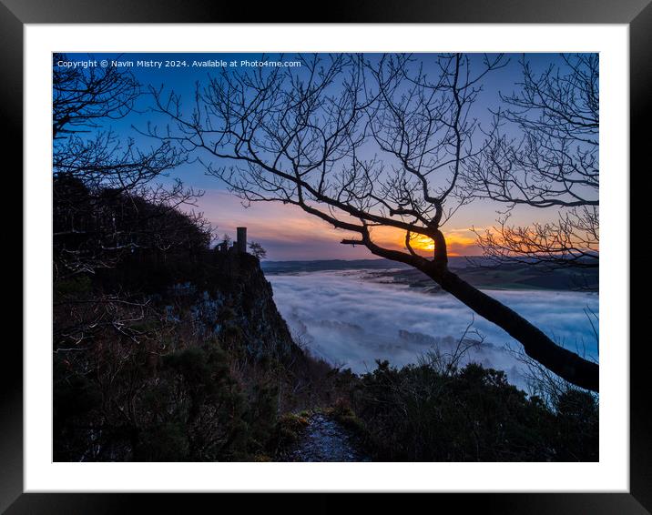 Sunrise and Mist over Kinnoull Hill, Perth Framed Mounted Print by Navin Mistry