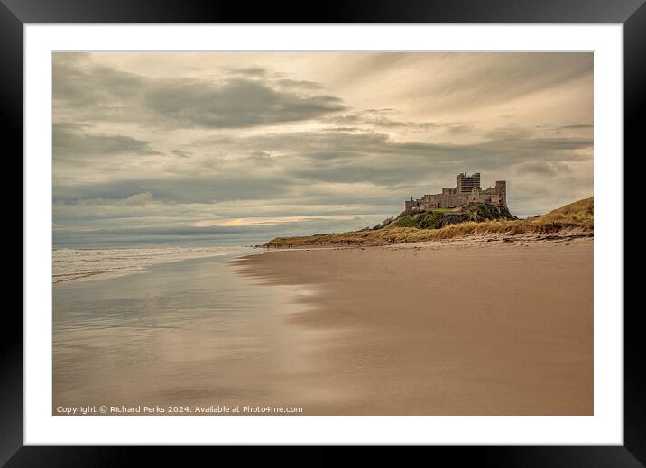 Storm Clouds over Bamburgh Castle Framed Mounted Print by Richard Perks