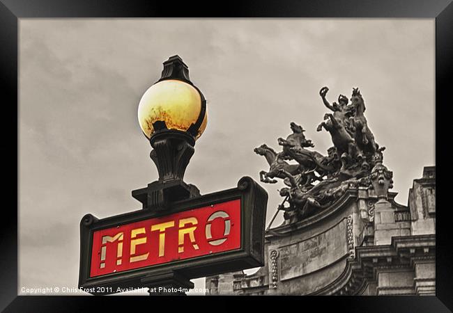 Parisian Metro Sign Framed Print by Chris Frost
