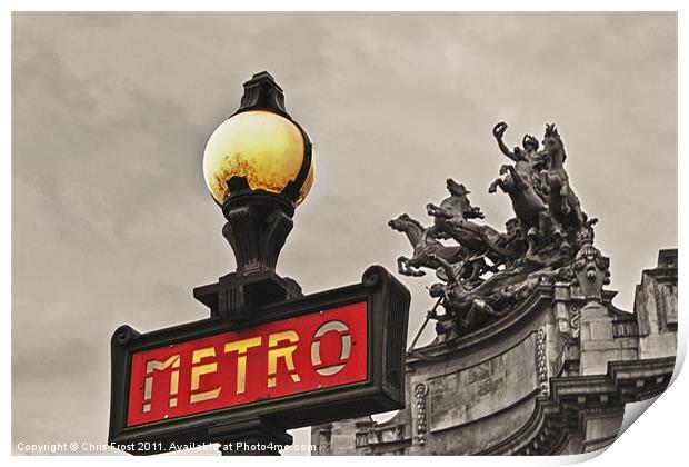 Parisian Metro Sign Print by Chris Frost