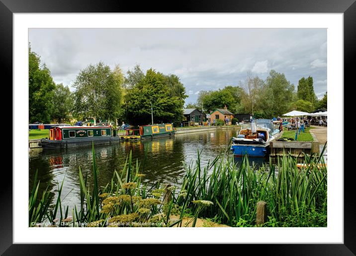 Canal boats near Paper Mill Lock  Framed Mounted Print by Diana Mower