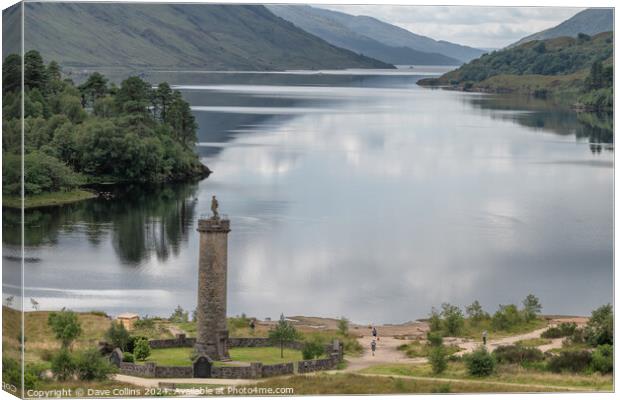 Statue of the Unknown Highlander at the top of the 1745 Jacobite rising memorial at Glenfinnan, Highlands, Scotland Canvas Print by Dave Collins