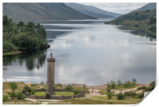 Statue of the Unknown Highlander at the top of the 1745 Jacobite rising memorial at Glenfinnan, Highlands, Scotland Print by Dave Collins